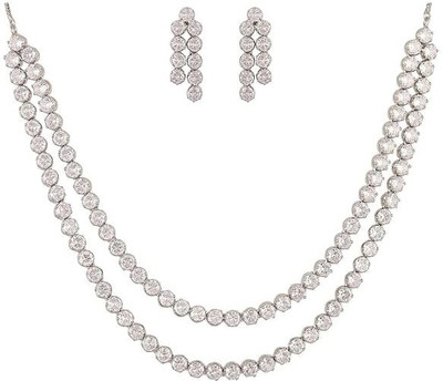 Tarak Traders Alloy Rhodium Silver Jewellery Set(Pack of 1)