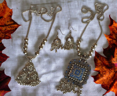 devanya crafts Alloy Blue, Silver Jewellery Set(Pack of 3)