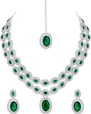 Atasi International Alloy Silver, Green Jewellery Set(Pack of 3)