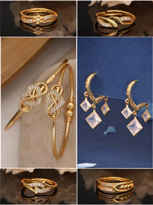 VEDDAA Brass Gold-plated Yellow Jewellery Set(Pack of 6)