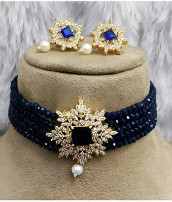 UNNATI JEWEL Brass Gold-plated Blue Jewellery Set(Pack of 1)