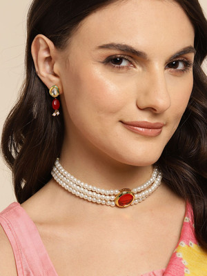 ANOUK Brass Gold-plated White Jewellery Set(Pack of 1)