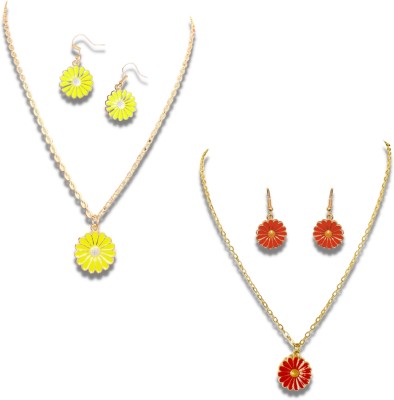 Maefele Alloy Gold-plated Yellow, Red Jewellery Set(Pack of 1)