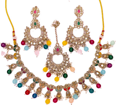 Zarmar fashion Stone, Crystal Gold-plated Green Jewellery Set(Pack of 1)