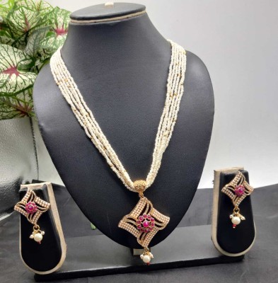 RAHUL TRADERS Alloy Gold-plated Red Jewellery Set(Pack of 1)