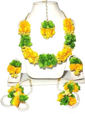 prime shopy Fabric Yellow, Green Jewellery Set(Pack of 1)