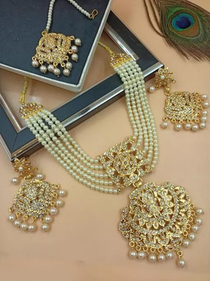 MFC Alloy Gold-plated White Jewellery Set(Pack of 4)