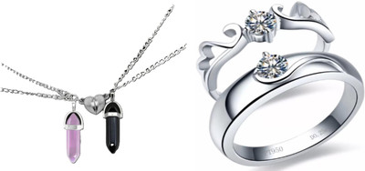 ruby collection Alloy Pink, Black, Silver Jewellery Set(Pack of 2)