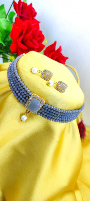 MAHADEV Alloy Gold-plated Grey Jewellery Set(Pack of 2)