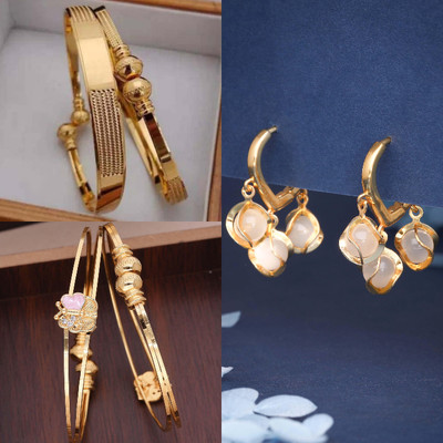 Divastri Brass Gold-plated Platinum, Multicolor Jewellery Set(Pack of 3)