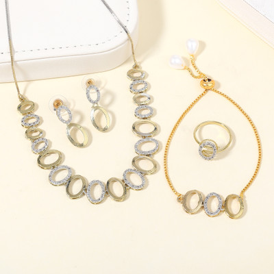 GehenabyEstele Alloy Gold-plated White Jewellery Set(Pack of 5)