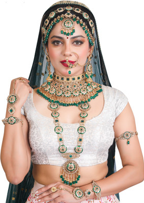 KK IMMITATION Alloy Gold-plated Green Jewellery Set(Pack of 10)