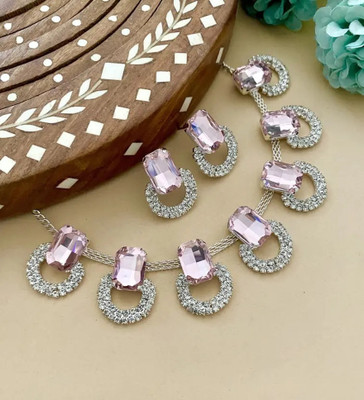 DENICRAAS Alloy Pink Jewellery Set(Pack of 1)