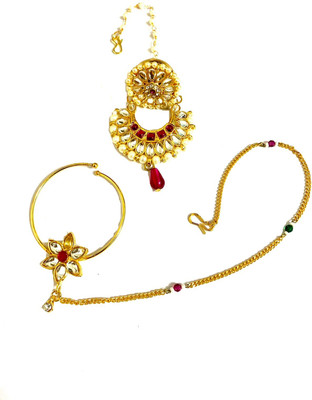 NIKYANKA Brass Gold-plated Pink Jewellery Set(Pack of 1)