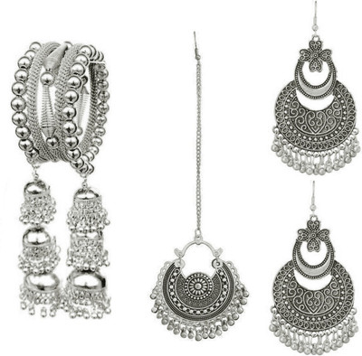 DF DEB FASHION Alloy Silver Jewellery Set(Pack of 1)