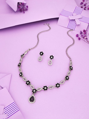 LYRISS Brass Silver Black Jewellery Set(Pack of 1)