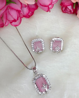 DENICRAAS Alloy Silver Silver, Pink Jewellery Set(Pack of 1)