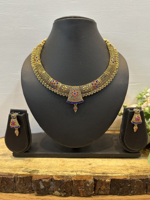 JN Handicraft Alloy Copper Blue, Red Jewellery Set(Pack of 1)