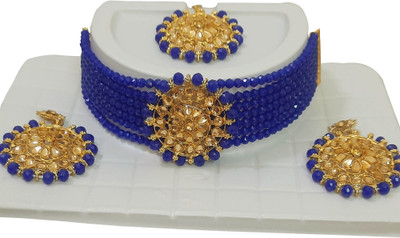 S Sangini Alloy Gold-plated Blue Jewellery Set(Pack of 3)