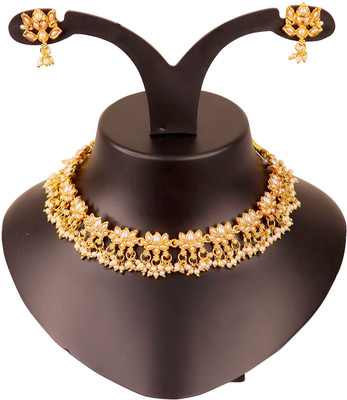Swarajshop Alloy Gold-plated White Jewellery Set(Pack of 3)