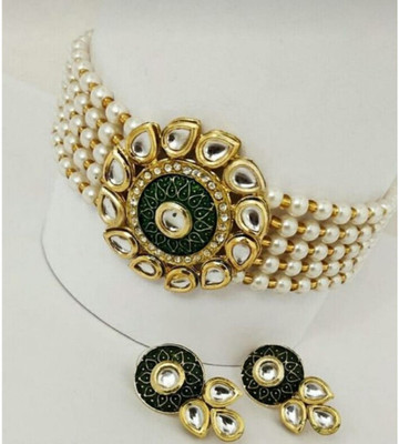 Chikku Alloy Gold-plated White, Black Jewellery Set(Pack of 1)