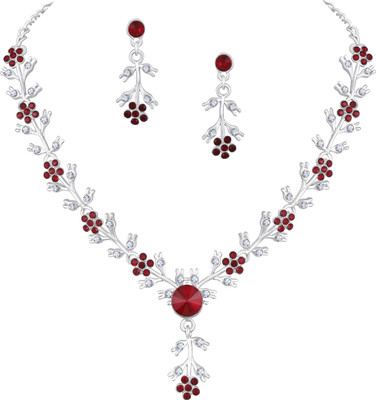 Atasi International Alloy Silver, Ruby Red Jewellery Set(Pack of 2)