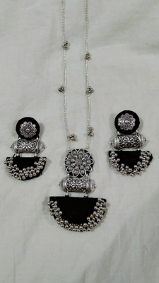 Hastakshar Fabric Black Jewellery Set(Pack of 3)