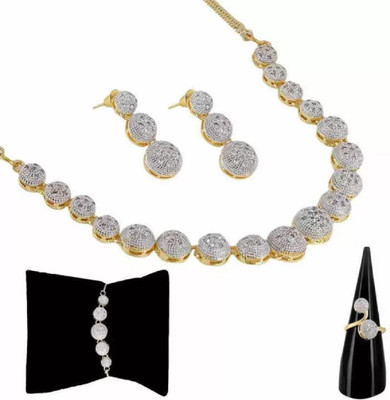CATALYST Alloy Gold-plated White Jewellery Set(Pack of 1)