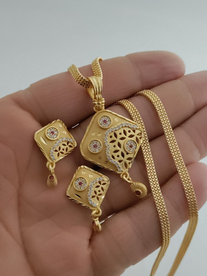 EvoraJewel Brass Gold-plated Gold Jewellery Set(Pack of 1)