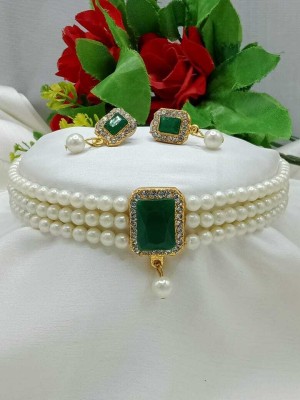 YASRAJ Alloy Gold-plated Green, White Jewellery Set(Pack of 2)