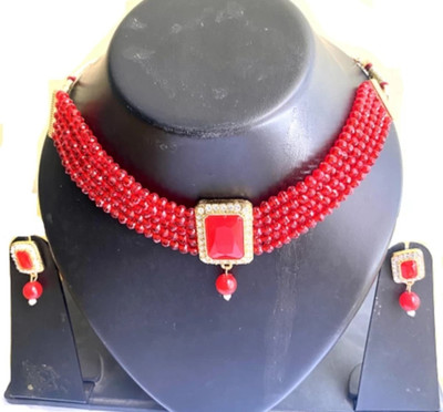 NIKYANKA Copper Gold-plated Red Jewellery Set(Pack of 3)