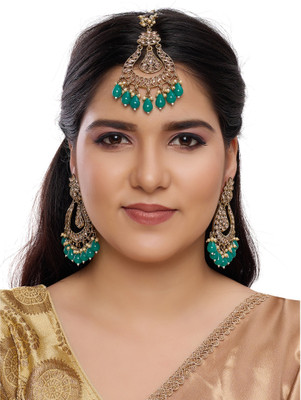 R A Enterprises Alloy Gold-plated Green Jewellery Set(Pack of 1)