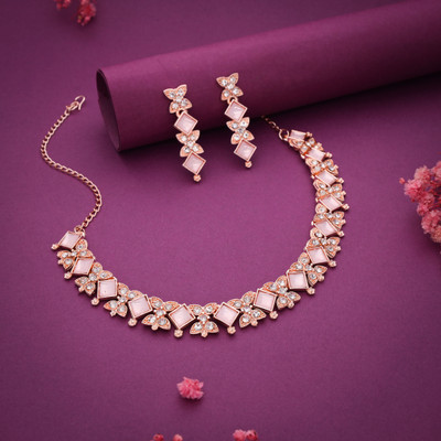 Alasca Brass Gold-plated White, Rose Gold, Pink Jewellery Set(Pack of 1)