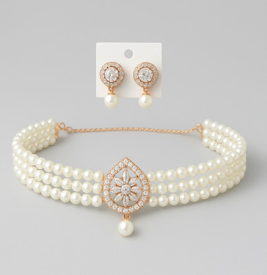 MYRUH COLLECTION Alloy Gold-plated White Jewellery Set(Pack of 1)