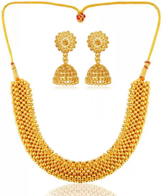 Lila Brass, Copper, Dori, Alloy Gold-plated Gold, Brown, Red Jewellery Set(Pack of 1)