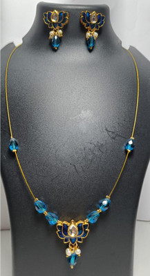 AVCREATIONS Brass Gold-plated Blue, White, Gold Jewellery Set(Pack of 3)