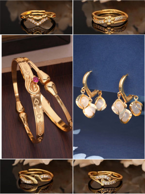 Divastri Brass Gold-plated Yellow Jewellery Set(Pack of 5)