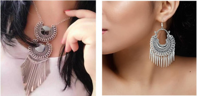 MA Enterprises Oxidised Silver, Alloy Silver Silver Jewellery Set(Pack of 1)