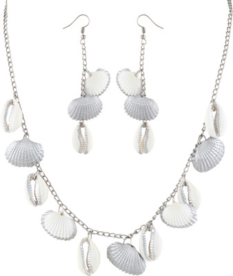 ZEWLA CRAFT Shell White, Silver Jewellery Set(Pack of 1)
