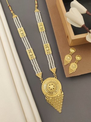 Aditi Fashion Brass Gold-plated White, Gold Jewellery Set(Pack of 2)