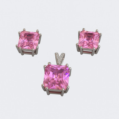 Luxerra Sterling Silver Sterling Silver Silver, Pink Jewellery Set(Pack of 1)