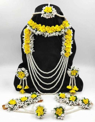 Anshiba Creation Fabric Yellow, White Jewellery Set(Pack of 1)