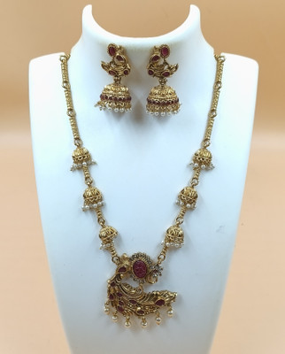 Joyful Alloy Gold-plated Pink Jewellery Set(Pack of 1)