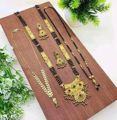 SONI DESIGNS Brass Gold-plated Gold, Black Jewellery Set(Pack of 1)