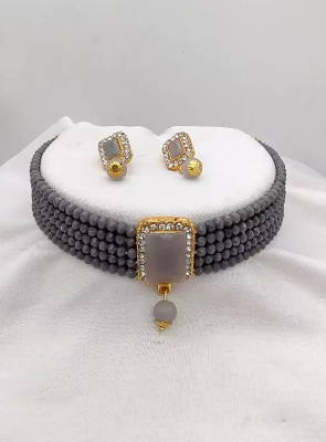 MAHADEV Alloy Gold-plated Grey Jewellery Set(Pack of 2)