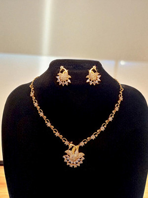 Pretty Queen Brass, Copper Gold-plated White Jewellery Set(Pack of 2)