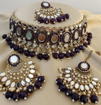 bwon Alloy Gold-plated Black Jewellery Set(Pack of 1)