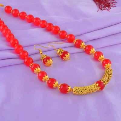 Adornia Brass Brass Red Jewellery Set(Pack of 3)