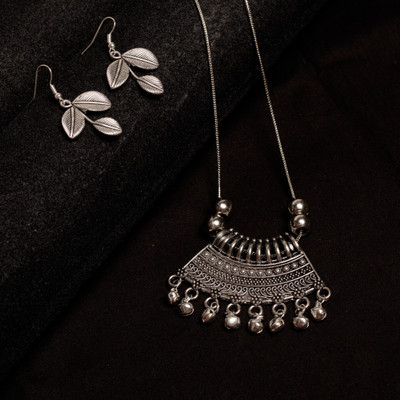 SUZEN Brass, Oxidised Silver Brass Silver Jewellery Set(Pack of 1)