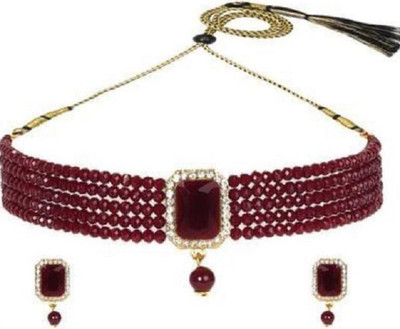 Ruhi Alloy Maroon Jewellery Set(Pack of 1)